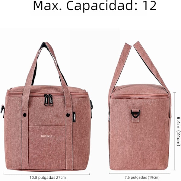 1 stk Isolert lunsjbag for menn/kvinner, gjenbrukbar stor kjølebag med skulderstropp, camping- og piknikbag for tenåringer og arbeidere Navy Blue