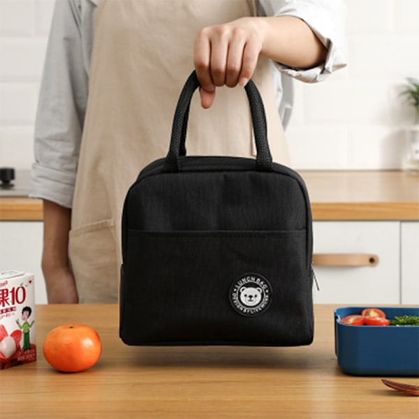 Isolert lunsjveske med håndtak for kvinner og barn, lunsjboks, piknik, reise, bærbar matoppbevaring, termisk matpose for frokost Khaki Cat
