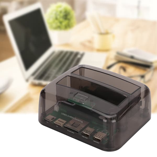 IDe SATA Universal Dobbel Disk Multifunksjonell Harddisk Kortleser Transparent Svart EU100-