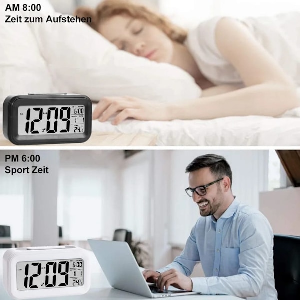 digital vekkerklokke, smart nattlys, LCD-klokker, svart, blå, hvit, rosa, 24 timers frakt, Blue