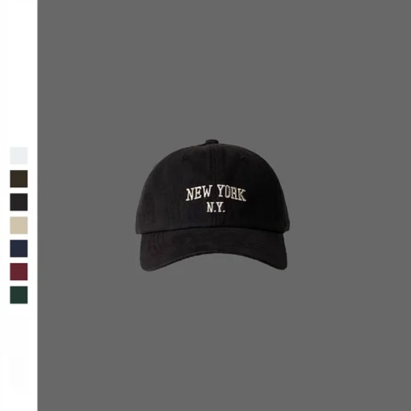 Basebollkepsar för män och kvinnor, justerbara, avslappnade, broderade amerikanska bomullssolhattar, unisex, enfärgade hattar Black- NY