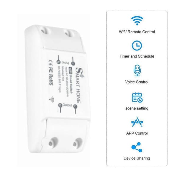 Smart Switch Tuya Smart Home Wifi Switch Mobiltelefon Trådlös Fjärrkontroll Timing Mini Switch Wi White