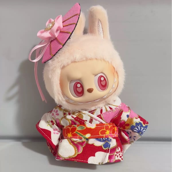 Labubu Kimono Labubu V3 Kläder Japansk Traditionell Kulturell Stil_q Red cherry