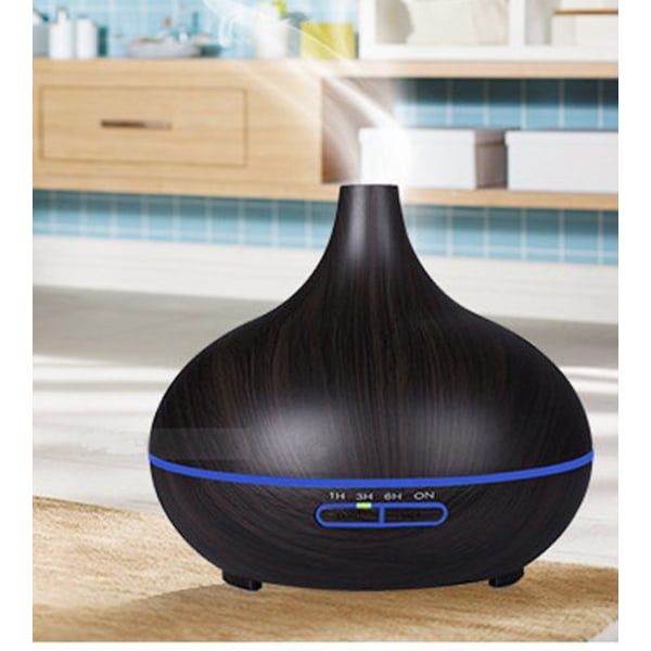 300 ml ultralyd luftfugter med aromaterapi, LED-lys og timer Black