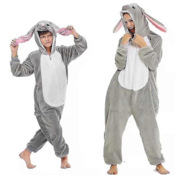 Storörad Kanin Kostym Pyjamas Onesie Kigurumi Jumpsuit Sovkläder Djur Hoodie För Vuxna Barn 85