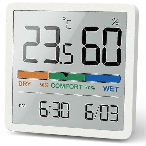 Rumshygrometer Termometer, Digital Bords Termometer med Temperatur- och Fuktighetsmätare, (Vit)
