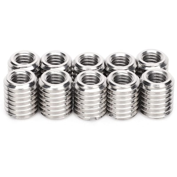10 st Insatsmutter, M6/M10 Gänginsats, Insatsmutter, 303 Rostfritt Stål (Inner M6x1.0 Yttre M10x1.5 Längd 12mm)