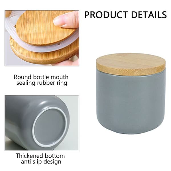 Set med förvaringsburkar i stengods, bambulock, silikonförsegling, för kök, te, socker.