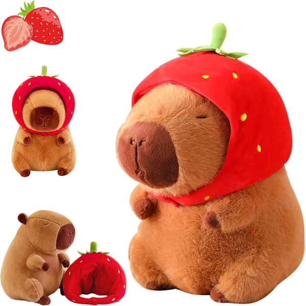 Capybara Plyslegetøj, Karpe Simulationslegetøj, Jordbær Capybara Plys, Realistisk Plys Capybara, Jordbær Sød Plys Karpe, Capybara Plys, Fødselsdagsgave M9