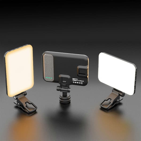 60 LED videolys med 3 tilstande og 10 lysstyrkeniveauer, clip-on fyldlys til telefon, tablet, bærbar computer, bærbart selfielys til vlogging, streaming, video Black