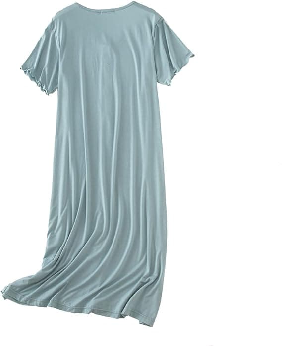 Nattkjole, kortermet, knapping, V-hals, avslappnet pyjamas, plus size XL XL