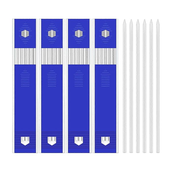 48 stykker tømrerblyantblyantrefiller 2,8 mm hvid, solide mekaniske tømrerblyantrefiller White