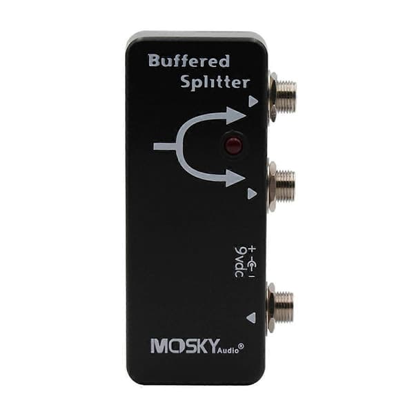 MOSKYAUDIO En inngang og to utganger Buffer Multi-Function Splitter Elektrisk gitar, Elektrisk bass E Black
