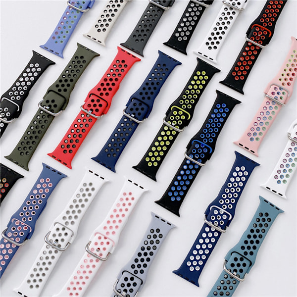 Rem kompatibel med urrem 44 mm 49 mm 45 mm 41 mm 40 mm 38 mm 42 mm Åndbar rem bralet iwatch serie 8 7 se 6 5 4 3 Ultra 49 mm 7 black with red other: 38MM 40MM 41MM