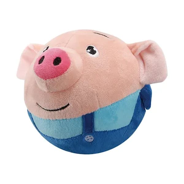 Jumping Pig Charging Version Bouncing Ball Plush Toy Recording Singing Cute Bouncing Toy Blue