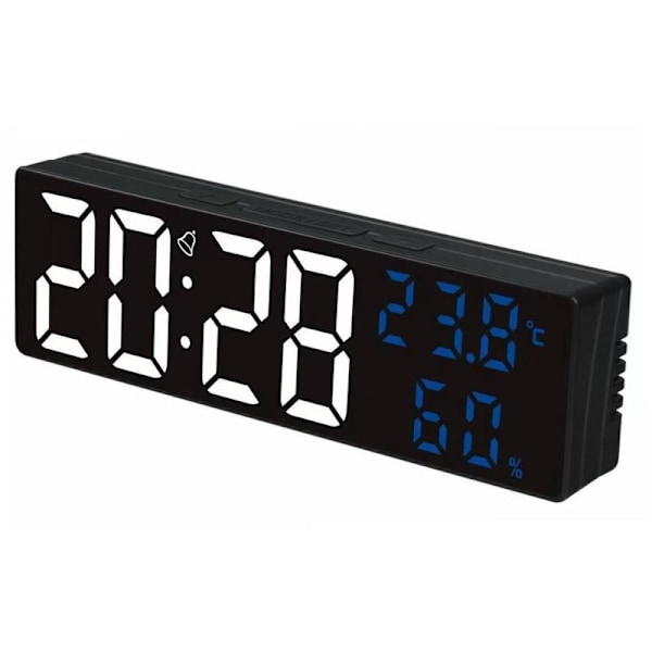 9 Tum Stor Digital Väggklocka Temperatur Luftfuktighet Nattläge Snooze 12/24H USB Pl-in Version Elektronisk LED Väckarklocka Acrylic Blue TEMP 9 inch