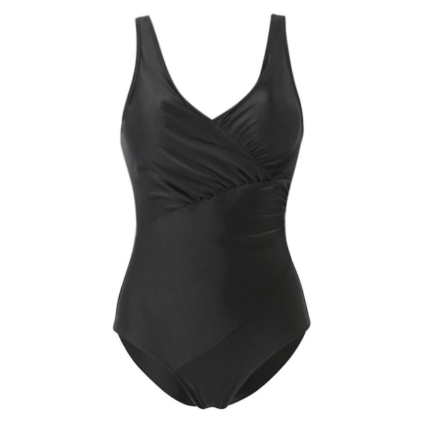 Dam-gradient i ett stycke omlott baddräkt Magekontroll Summer Beach Vadderad Monokini Bodysuit Badkläder Plus Size Black 2XL