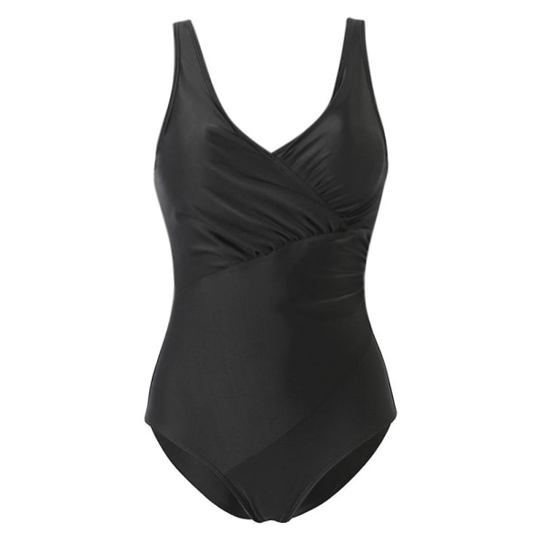 Dam-gradient i ett stycke omlott baddräkt Magekontroll Summer Beach Vadderad Monokini Bodysuit Badkläder Plus Size Black 3XL