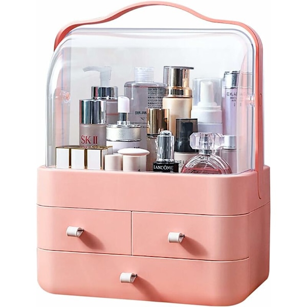 Kosmetikopbevaring, ble Kosmetikopbevaringsboks, Gennemsigtig Skuffe, Smykkeskrin, Vanity Rack og Badeværelses Kosmetik Rack (Pink)