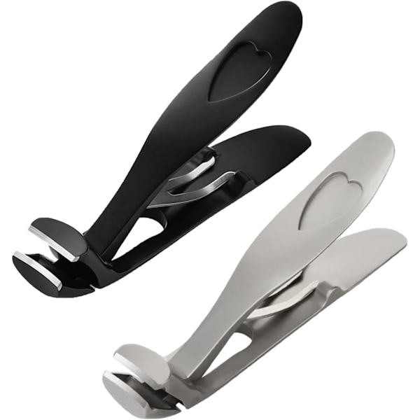 Negleklipper til Tykke Tånegle, Ergonomisk Vinklet Hoved Senior Tånegleklipper, Shirem Negleklipper Sort+Sølv Black+Silver each 1pc