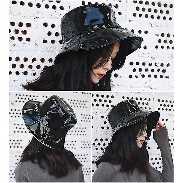 Regnhattar för dam Vattentät Yetsye Regnhatt Bredbrättad Bucket Hat Regnkeps Black