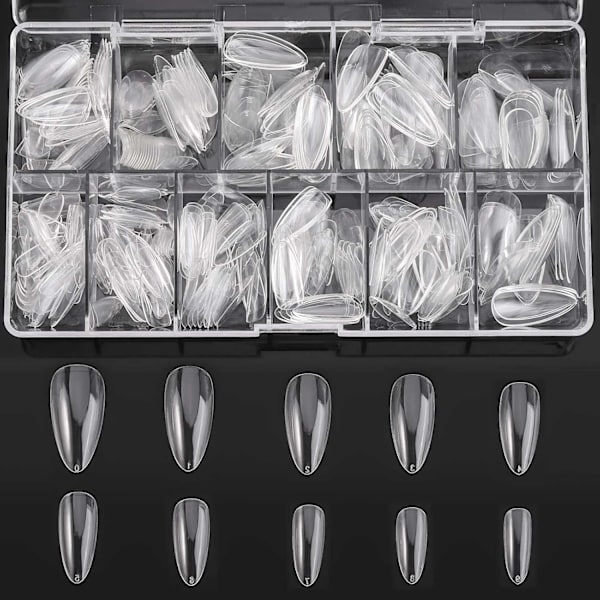Nail Tips 500 pcs Clear Acrylic Medium Nail Full Coverage with-X72-