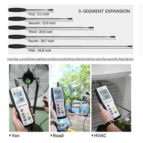 Industriel termometer til små åbninger Ht-9829 Digital vindfane-anemometer Bærbar hot wire
