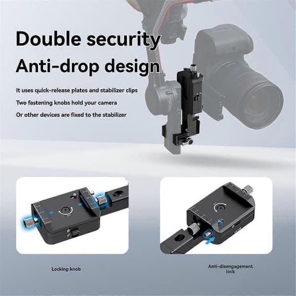 CA108 Vertikal Kameramontering til RS3 Pro 3 2 Gimbal Tilbehør Horisontal-til-Vertikal Monteringsplade Black