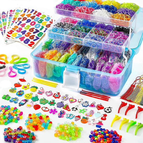 17500 stk. Rainbow Loom-elastikker Refill Kit med 600 S-clips & 28 farver til børn