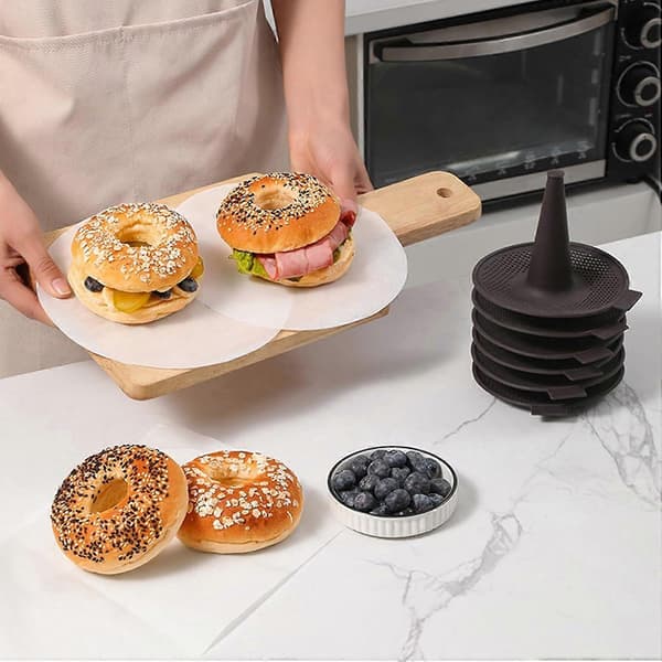 Silikoneforme, Donutform til Bagning, Donutforme Sæt, 6 Dele Bageforme til Bagel og Donutkager Kaffe Coffee 6pcs