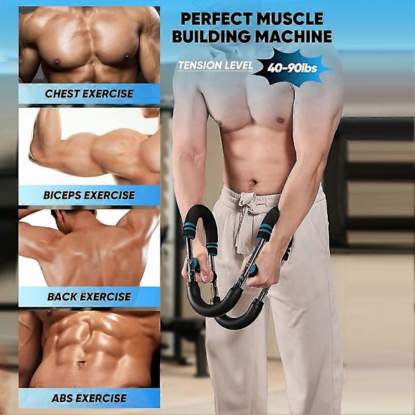 Twister Arm Exerciser - Justerbar Fjær Treningsstang for Underarm, Triceps & Bryst Styrking, Bærbart Hjemmetreningsutstyr Grey