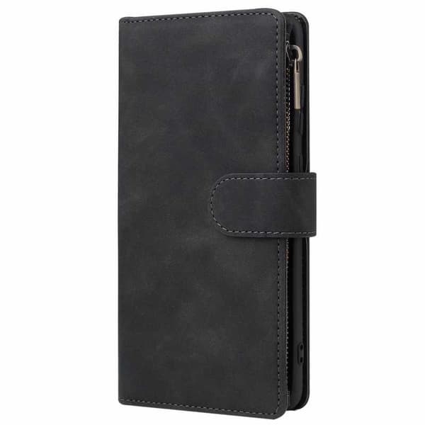 Samsung S20 Ultra Multifunctional Wallet Case Zipper 8-Compartment Svart black