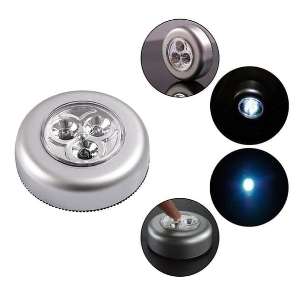 Sæt med 6 LED-spotlamper, selvklæbende natlamper, drevet af 3 batterier