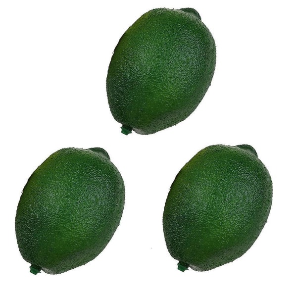 Falsk frukt Konstgjord Realistiskt verklighetstrogen dekorativt skumfrukt och grönsaker för handgjorda hem, kök, festdekorationer (3 st gröna citroner)