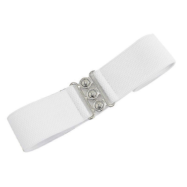 Elegant koreansk spænde bred elastisk cummerbund stropper til damemode bælter tilbehør White 1 pcs