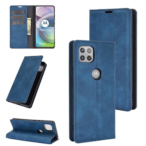 For Motorola Moto G 5G Magnetisk Suge Lær TPU-deksel Dark Blue
