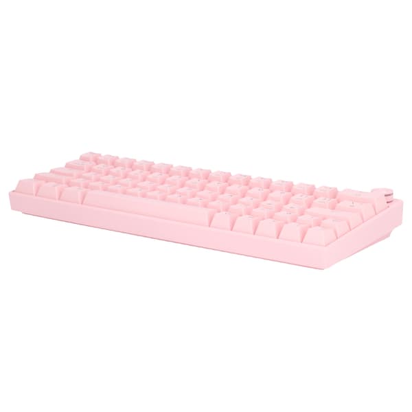 64 Keys RGB Wireless Mechanical Keyboard Pink Ergonomic Design with Knob for IOS Red Switch 3 Modes