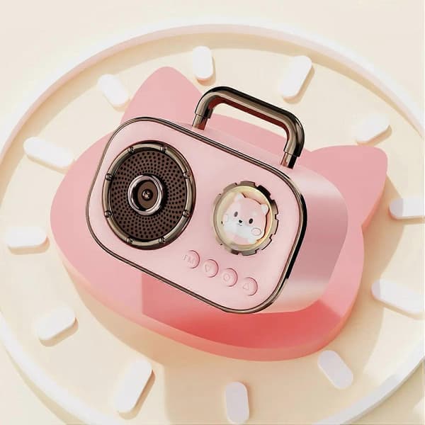 Retro Bluetooth Speaker Subwoofer Mini High-Quality Desktop Speaker Portable Home Speaker - Pink