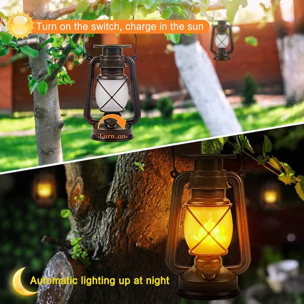 Solar Garden Lantern, 2-Pack Solar Powered Outdoor Hanging Lamp