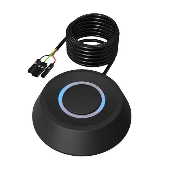 Computer Desktop Switch 1,8 m PC Bundkort Ekstern Start Strøm LED Lys Knap Forlængerkabel Rund Startkontakt A Black