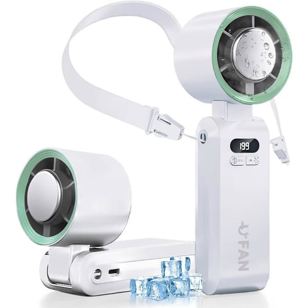 Håndholdt ventilator - MOURSIIENY - 2025 - 5000 mAh - LED-display - Køler på 3 sekunder
