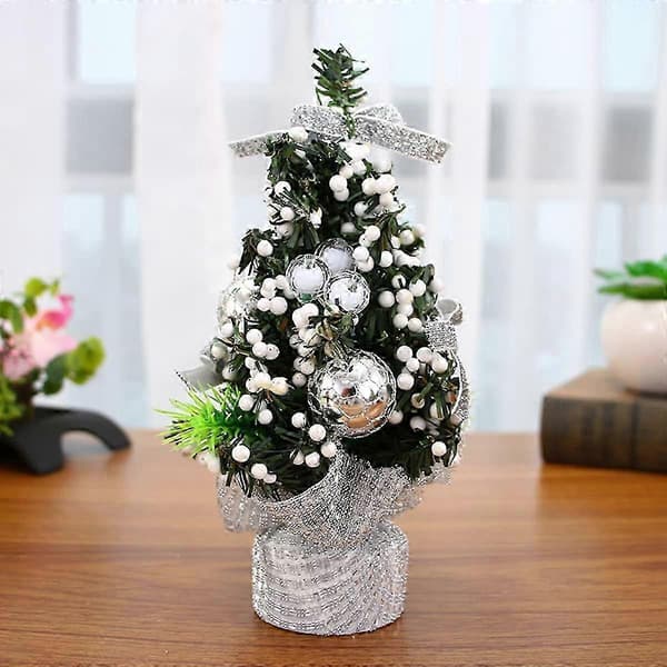 3 stk. Mini Juletræ, Julepynt Ornament Egnet til Placering på Spisebord med Stofposebase