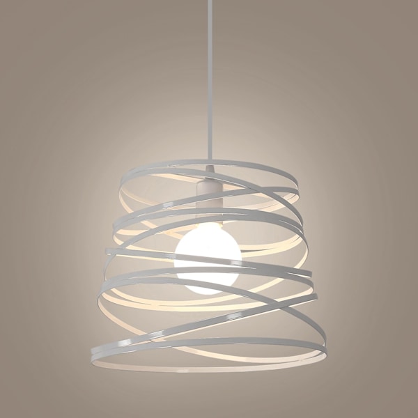 Industriel Pendel Loftlampe, Hvid Spiral Pendel Loftlampe, E27 Pendel til Spisestue Køkken Stue (Sin Bombilla)