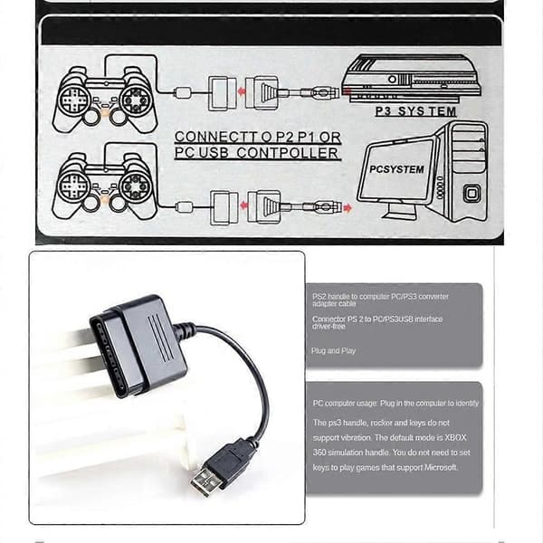 USB-adapteromformerkabel for PS2 Dualshock Joypad GamePad til PC USB-spillkontrolleradapteromformerkabel