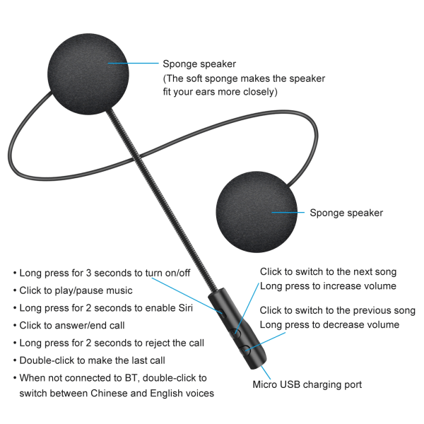 Bluetooth-headset med Siri-stöd för motorcykelhjälm