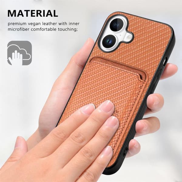 Bagcover med magnetisk kortholder til iPhone 17 - Brun