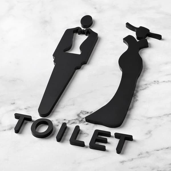 Självhäftande toalettskylt / WC-skylt 32x20cm - Svart