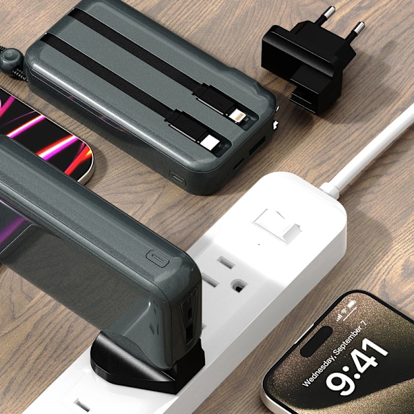 Dudao 2in1 Powerbank 10000mAh med 3 opladningsstik - Grå