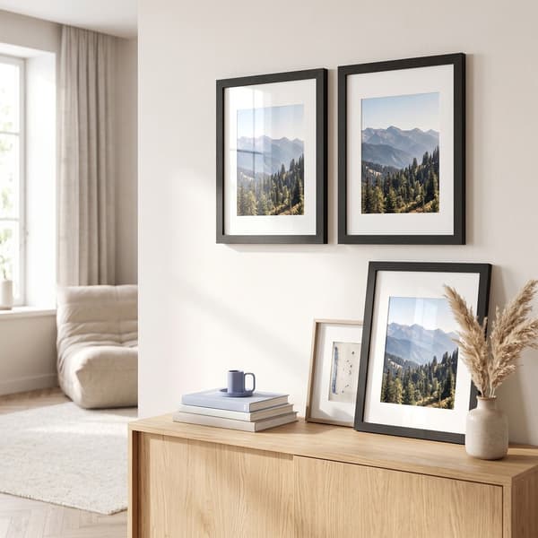 Fotoramar för A4 med passepartout 3-pack - Svart