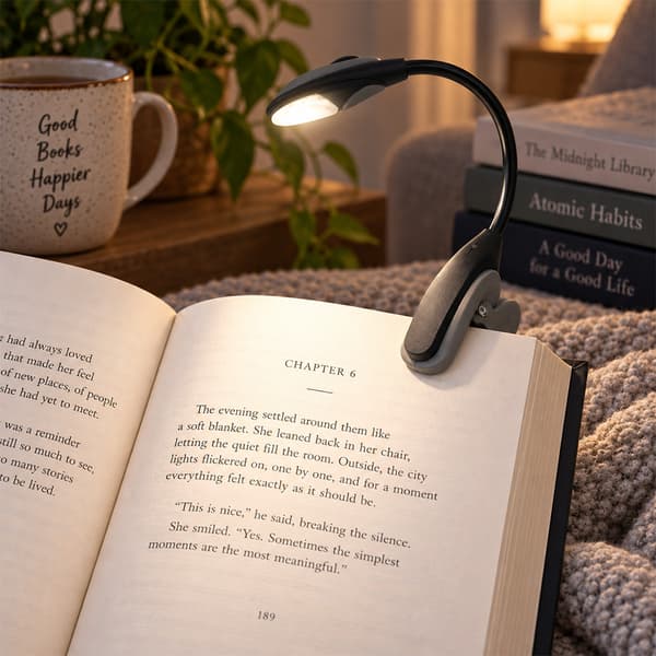 Læselampe til bøger med klemme - Grå / Boglampe / LED-læselampe
